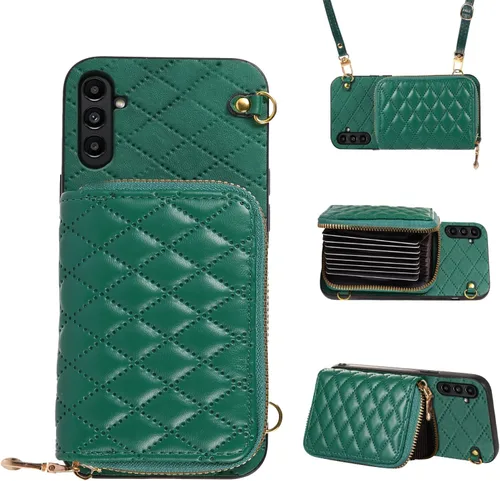 Miniatura 14 de Funda cartera desmontable con correa cruzada para Samsung Galaxy S20 FE 5G 6.5 pulgadas con cremallera, múltiples ranuras para tarjetas, soporte