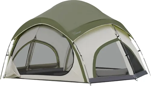 Miniatura 11 de Vidalido Tienda de campaña para 3 a 4 personas con 2 puertas de malla grandes, 4 ventanas de malla, tienda familiar de doble capa, impermeable