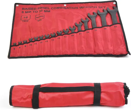 Miniatura 7 de Juego de 16 piezas de llaves combinadas métricas de 6mm a 32mm con bolsa enrollable