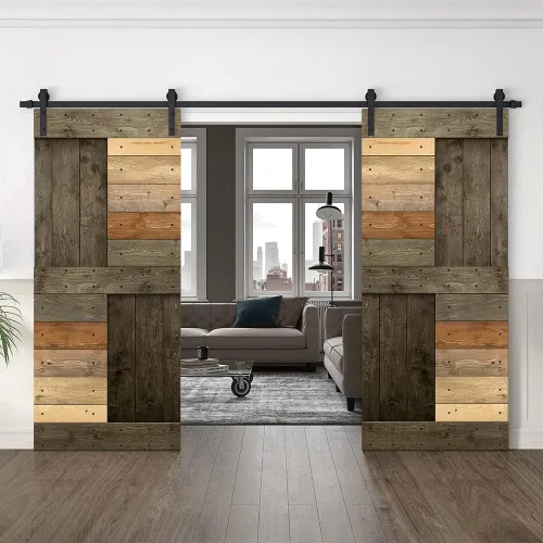 Miniatura 76 de TMS Serie N - Puerta corrediza interior de madera de pino anudada con kit de herrajes deslizantes (32 x 84 pulgadas, blanco)