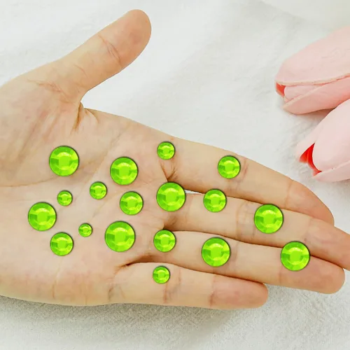 Miniatura 4 de 3090 calcomanías autoadhesivas de diamantes de imitación para la cara, joyas para el cabello, gemas de ojos con purpurina para el cuerpo, verde