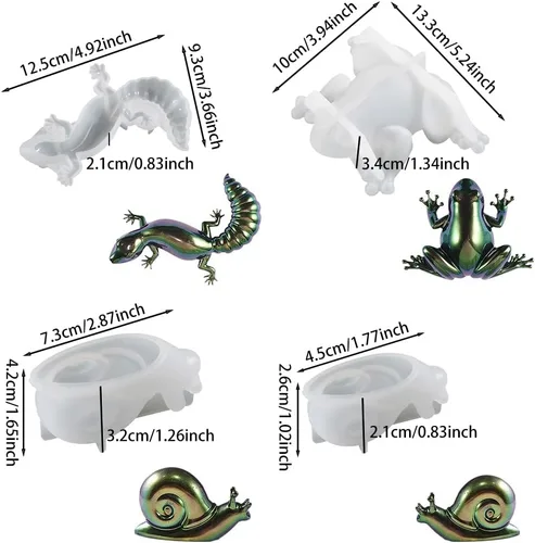 Miniatura 3 de 4 moldes de resina de animales, moldes de rana, lagarto, caracoles de silicona, moldes de joyería para resina epoxi, decoración del hogar