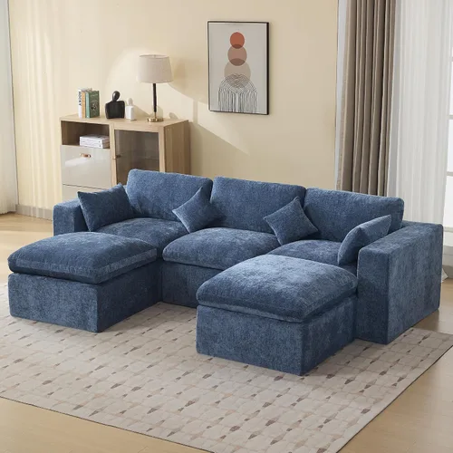 Miniatura 19 de Sofá modular sin hueso de 115 pulgadas, sofá modular modular con otomana, tapizado de gran tamaño, convertible, cómodo sofá de felpilla de 4 plazas