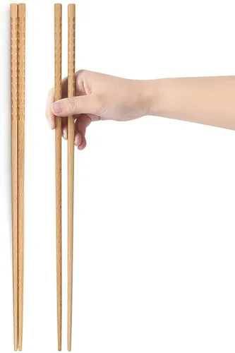Miniatura 9 de AYFIDISHS Palillos de cocina de madera, palillos de cocina extra largos de 12.9 pulgadas para fideos, salsas, olla caliente, 2 pares