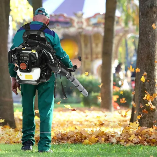 Miniatura 9 de Soplador de hojas de mochila a gas, soplador de hojas de gas de 52 CC, soplador de hojas de 2 tiempos de 550 CFM, sopladores de gas de 6800 RPM