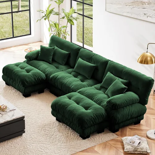 Miniatura 38 de KEIKI Sofá modular de 94 pulgadas con 4 almohadas, cómodo juego de sofá biplaza Cloud para sofá de asiento profundo suave y profundo, sofá biplaza