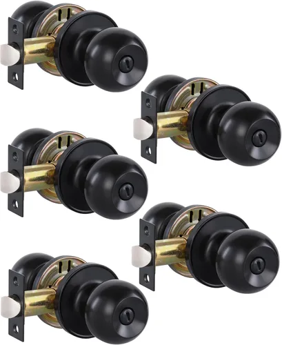 Miniatura 16 de Lanwandeng Paquete de 3 pomos de puerta de privacidad color negro mate con cerradura para dormitorio/baño, cerraduras de puerta interior sin llave