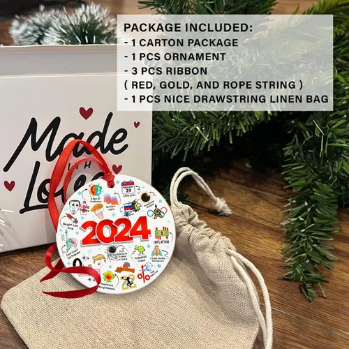 Miniatura 3 de Adornos de Navidad 2024, adorno de madera para árbol de Navidad, temas interesantes divertidos 2024 Año Recuerda tendencias Social Navidad recuerda