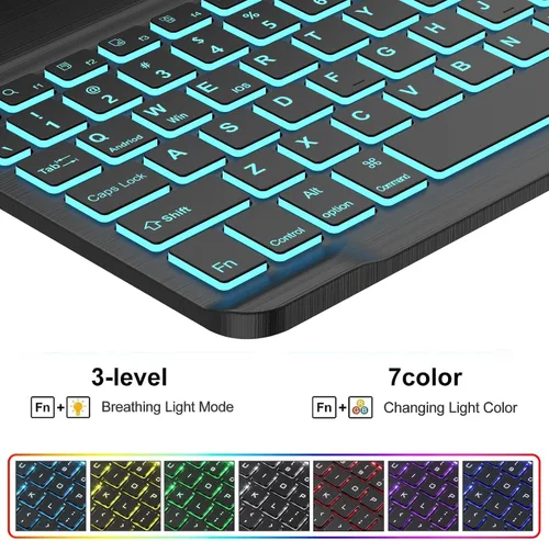 Miniatura 3 de FOGARI Suitable for Galaxy Tab A8 10.5-inch 2022 Keyboard case (Model: SM-X200/X205/X207) with Seven Color Backlight/Magnetic Detachable Wireless