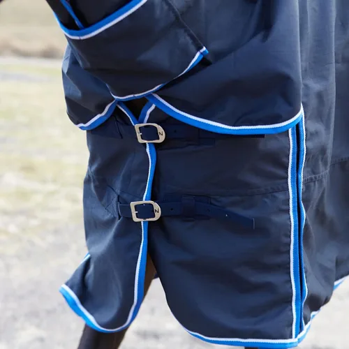 Miniatura 4 de HORZE Glasgow - Manta de invierno impermeable de peso medio con cubierta para el cuello (relleno de 5.29 oz), color azul oscuro, 66 pulgadas