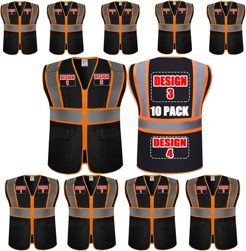 Miniatura 10 de Chalecos de seguridad con logotipo personalizado (S, M, L, XL, 2XL, 3XL, 4XL) Chalecos de seguridad reflectantes de alta visibilidad Clase 2