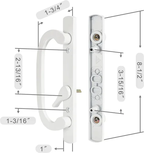 Miniatura 2 de MaxxGeek Juego de manijas para puerta corrediza de patio con cerradura de mortaja, fundición a presión de zinc, giro de pulgar descentrado, se