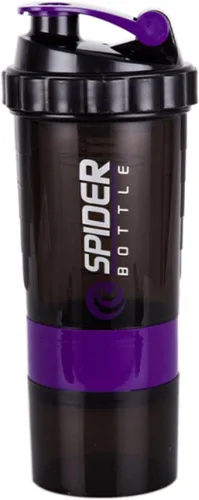 NA - Batidor de proteínas de 16.9 onzas, agitador de 3 niveles, botella de agua deportiva antideslizante, con bandeja para píldoras, licuadora a