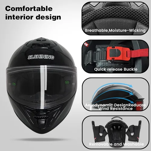 Miniatura 5 de Full Face Motorcycle Helmet - DOT Approved, App Programmable Rear Display, USB Charging, Adult Dirt Bike Helmet for Men & Women