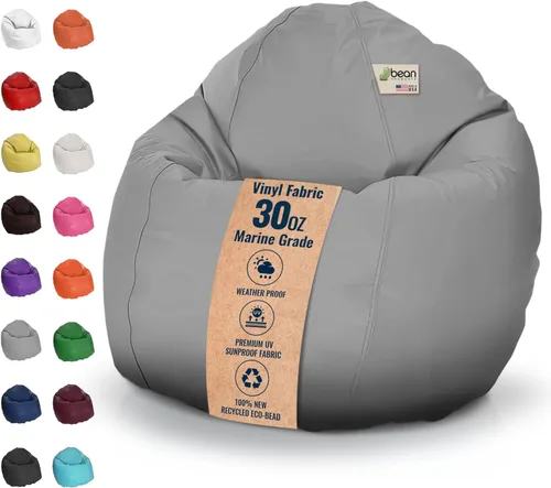 Miniatura 14 de Puf grande de vinilo marino – Puf impermeable para barcos y piscinas – con cuentas de poliestireno y silla rellena de espuma CertiPUR para adultos