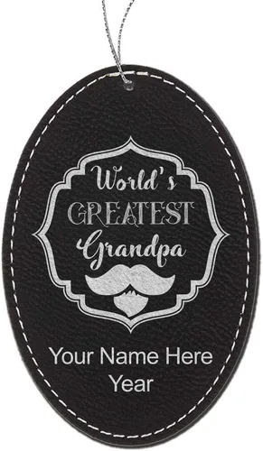 Miniatura 6 de LaserGram Personalized Christmas Ornament, World's Greatest Grandpa, Faux Leather, Custom Laser Engraved Gift Idea (Oval Shape, Gray)