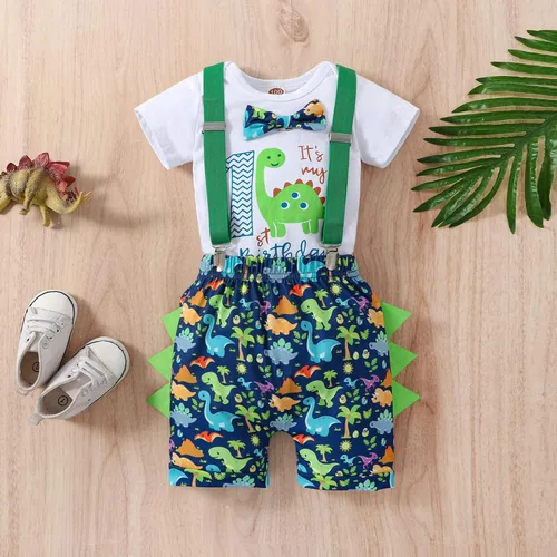 Miniatura 2 de Ropa divertida para el primer cumpleaños para bebé, ropa para bebé, con corbatín, mameluco, pantalones, conjunto de tirantes, trajes de pastel