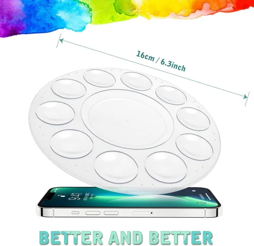 Miniatura 2 de Hulameda 3 paletas de pintura, bandeja-paleta de pintura de plástico, paleta de pintura con 10 compartimentos para adultos y niños, para pintura o 3