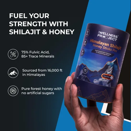 Miniatura 5 de The Wellness Project Palitos de miel Shilajit del Himalaya Pro con azafrán, miel de bosque y extracto de fenogreco Ácido fúlvico y minerales traza