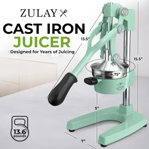 Miniatura 2 de Zulay Kitchen Exprimidor de hierro fundido, exprimidor manual resistente con coladores desmontables para una fácil limpieza, prensa de jugo