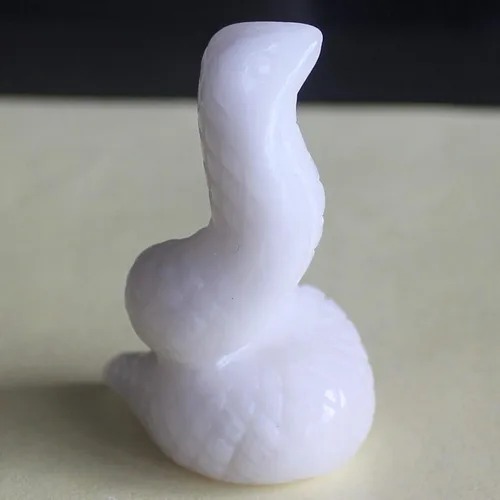 2 '' tallado a mano piedra preciosa cristal blanco jade serpiente figura talla animal Jade blanco