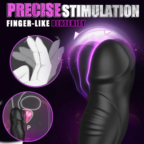 Miniatura 3 de Vibrador anal masculino Masajeador de próstata Juguetes con anillo para la polla, 9 oscilaciones de empuje y vibración Control remoto Consolador