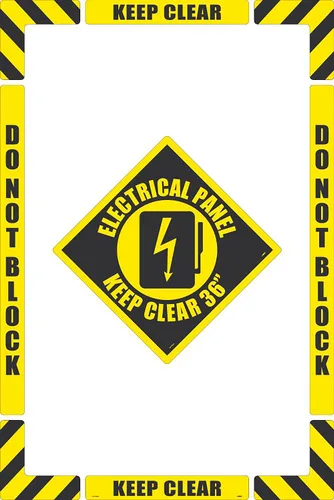 Miniatura 11 de NMC Panel eléctrico Keep Clear Kit de marcado de piso de 36 pulgadas con superficie antideslizante texturizada, configurable