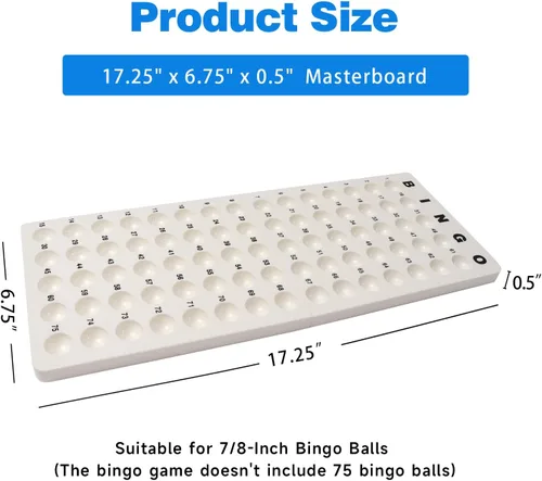 Miniatura 2 de GSE Games & Sports Expert Tablero maestro de bingo para bolas de 7/8 pulgadas, tablero de llamadas blanco para juegos de bingo, ideal para fiestas