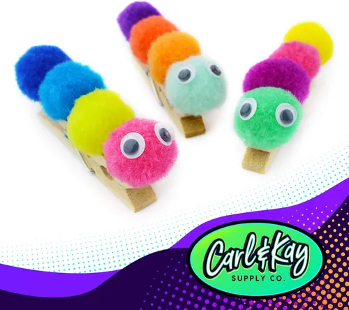 Miniatura 3 de Carl & Kay [300 piezas] 250 pompones de 1 pulgada y 50 ojos saltones - Pompones para manualidades - Pompones para manualidades en colores surtidos