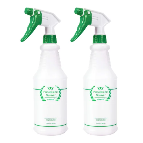 Miniatura 10 de Paquete de 2 botellas pulverizadoras de plástico, 32 onzas, botellas de pulverización multiusos resistentes a prueba de fugas, rociador de agua Rojo