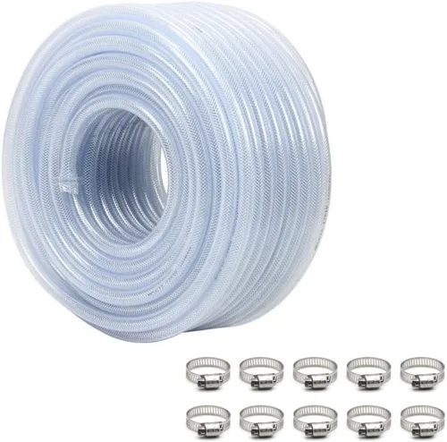 Miniatura 7 de Tubo de PVC trenzado transparente flexible de alta presión de 3/4" ID, 25 pies