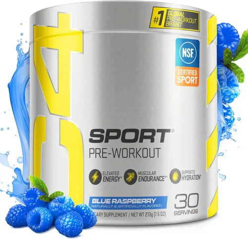 Cellucor C4 Sport - Polvo de preentrenamiento frambuesa azul, energía pre entrenamiento con 0.11 oz de creatina + 135 mg de cafeína y mezcla de