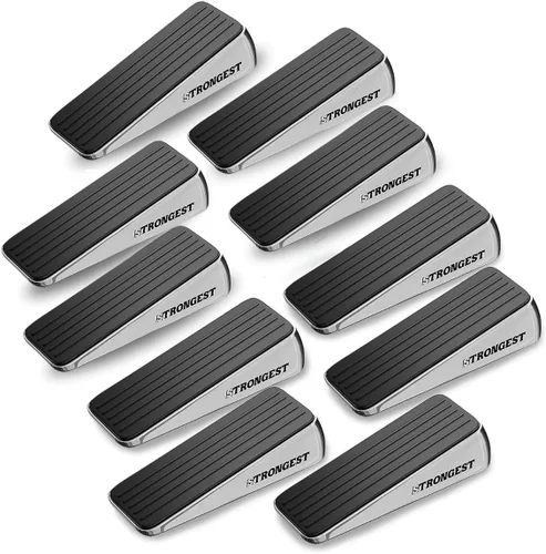 Miniatura 10 de STRONGEST HOME Topes de puerta ajustables XL con resorte, cuña resistente de 3 pulgadas para entradas gruesas y de gran tamaño, agarre de goma Negro