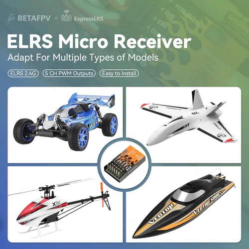 Miniatura 3 de BETAFPV ExpressLRS Micro Receptor Soporte 5 CH PWM Salidas Función a Prueba de Fallos con IPEX MHF T Antena Compatible con Multirotores Helicópteros
