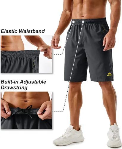 Miniatura 158 de TACVASEN Pantalones cortos deportivos para correr para hombre, 9 pulgadas, de secado rápido, pantalones cortos ligeros de verano, 3 bolsillos