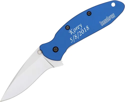 Palmetto Wood Shop Cuchillo de bolsillo - Cuchillo grabado personalizado para hombres, cuchillo de cebolleta Kershaw para caza, pesca, transporte