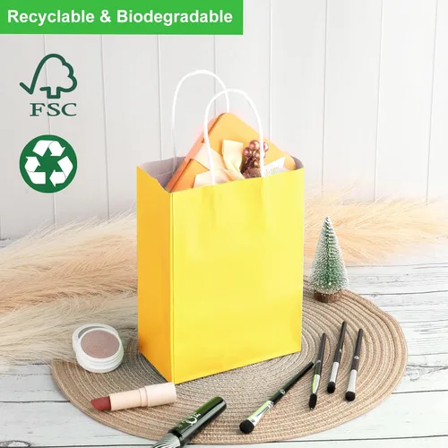 Miniatura 5 de SIMPLECOOL 25 bolsas de regalo de papel pequeñas con asas de 5.9 x 3.1 x 8.3 pulgadas, bolsas de regalo a granel para fiestas, cumpleaños, bodas