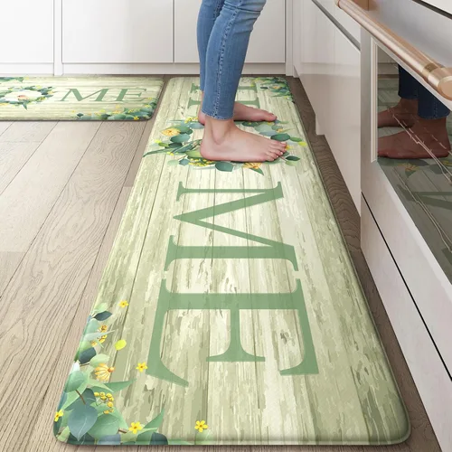 Miniatura 38 de KIMODE Alfombra Antifatiga para Cocina 2 Piezas, Alfombras de Cocina Impermeables y Antideslizantes, Alfombra de Cocina de Estilo Rústico para Piso