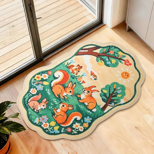 Miniatura 9 de Alfombra de entrada lavable de 2 x 3 pulgadas, alfombra pequeña para entrada, cocina, baño, antideslizante, estampado floral, alfombra de entrada