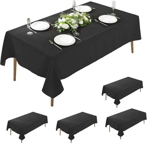 Miniatura 13 de Paquete de 5 Manteles Cuadrados 60 x 60 Pulgadas de Carbón, Mantel de Poliéster Lavable para Uso en Hogar, Fiesta, Boda o Restaurante.