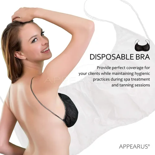 Miniatura 2 de APPEARUS Sujetadores desechables Spa Bra Top Brassieres Ropa interior para bronceado en aerosol y tratamientos corporales, negro, Negro