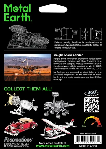 Miniatura 2 de Metal Earth Fascinations Insight Mars Lander 3D Kit de modelo de metal con pinzas