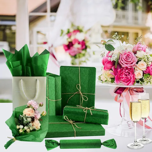 Miniatura 5 de NEBURORA Papel de seda verde para bolsas de regalo, 60 hojas, 14 x 20 pulgadas, papel de embalaje a granel para envoltura de regalo, relleno