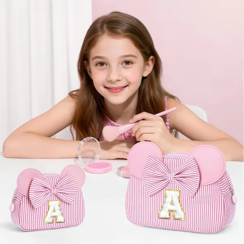 Miniatura 2 de Regalos de Navidad para niñas, bolsa de maquillaje con inicial, bolsas de cosméticos, bolsa de maquillaje de viaje, regalos de cumpleaños Azul