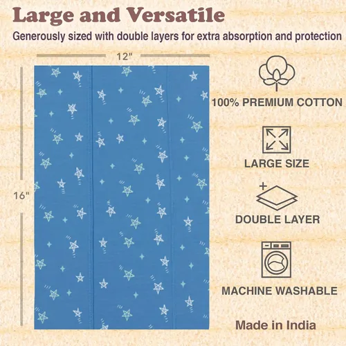 Miniatura 3 de Paños para eructos para niños y niñas, paquete de 7 unidades, grandes, 100% algodón, trapos extraabsorbentes de doble capa, color azul Azul Galaxia