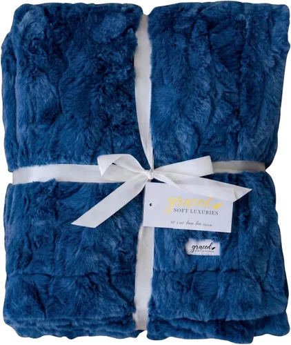 GRACED SOFT LUXURIES - Manta tipo chal súper suave, cálida, elegante, acogedora, cómoda, decorativa, con textura de piel sintética para el hogar,
