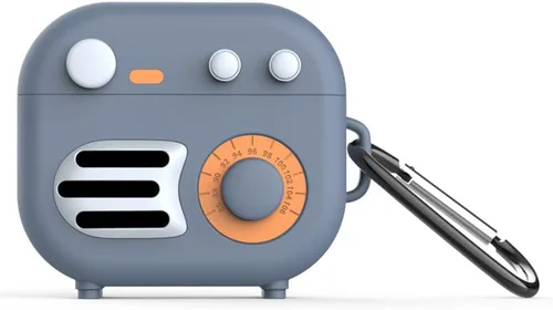 Miniatura 9 de KAIJIA - Bonita funda para Apple AirPods 3ª generación 2021 con llavero, divertido diseño de radio retro de dibujos animados en 3D, funda protectora