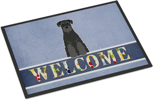 Caroline's Treasures BB5613MAT Schnauzer - Felpudo estándar negro de bienvenida de 18 x 27 pulgadas, para interiores y exteriores, para entrada,