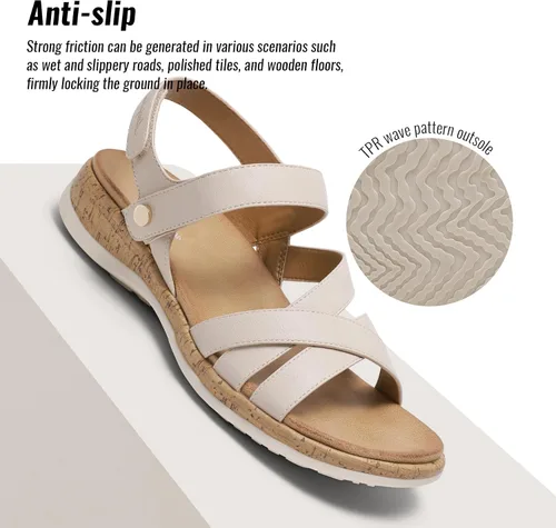 Miniatura 6 de Littleplum Sandalias ortopédicas para mujer con soporte de arco, cómodas sandalias planas, elegantes zapatos ortopédicos de verano para caminar