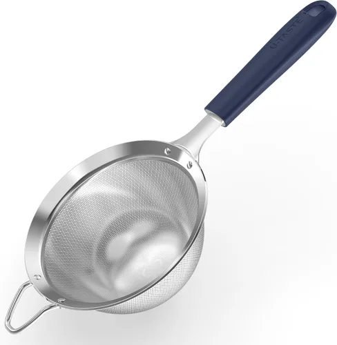 Miniatura 18 de U-Taste Colador pequeño de malla fina: 18/8 de acero inoxidable, 8,5 cm, 30 malla, colador de cocina de malla fina con asa de silicona remachada (4)